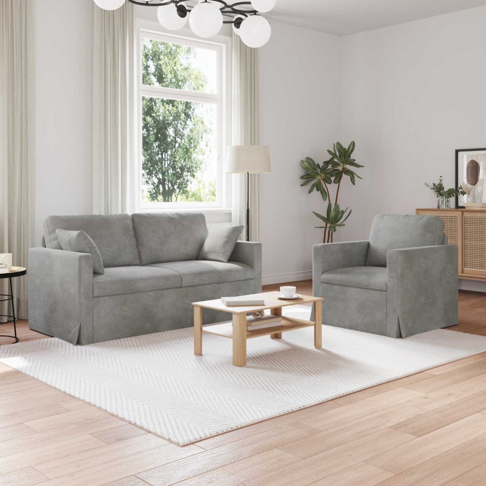 vidaXL Soffa 2 pcs Ljusgrå