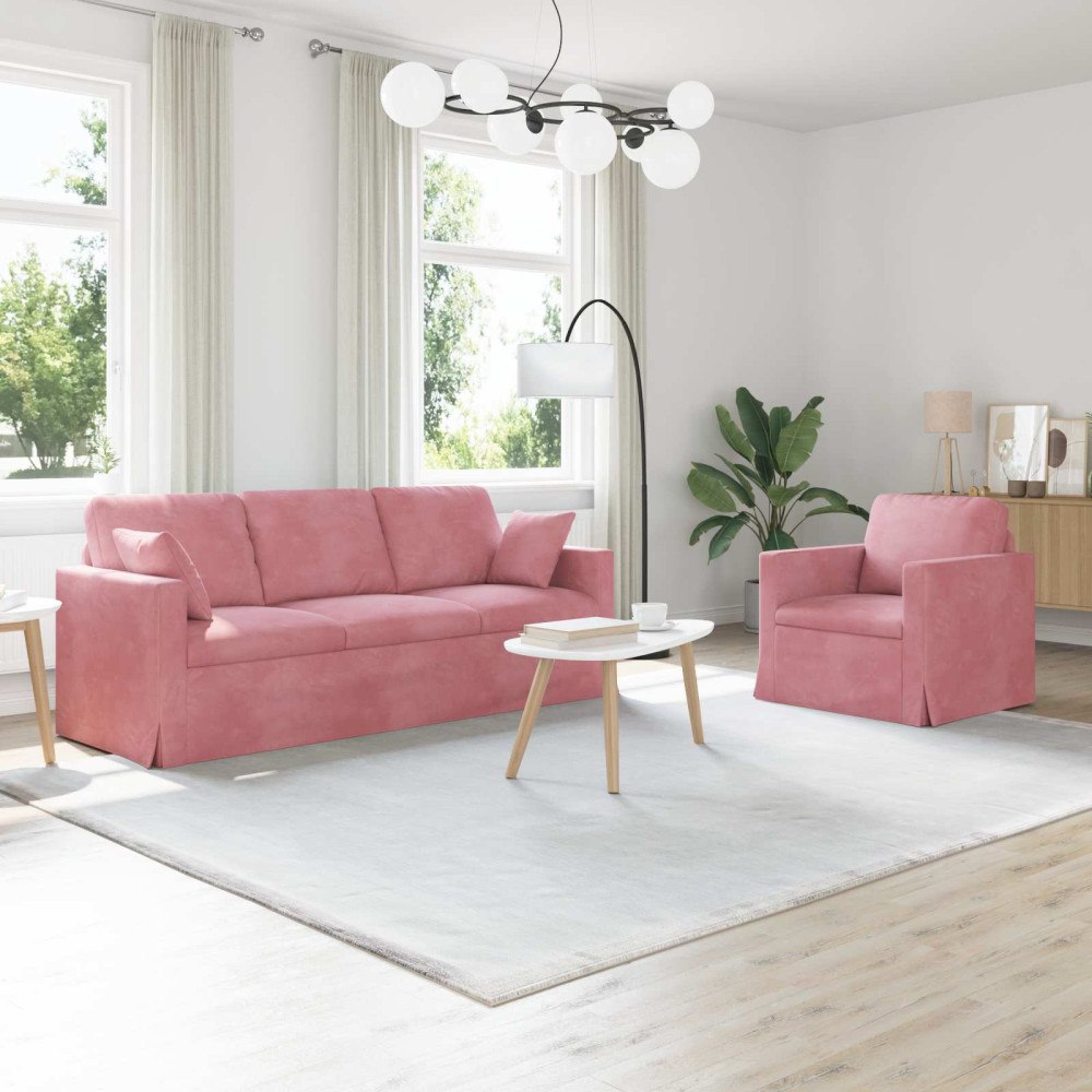 vidaXL Soffa 2 pcs Rosa
