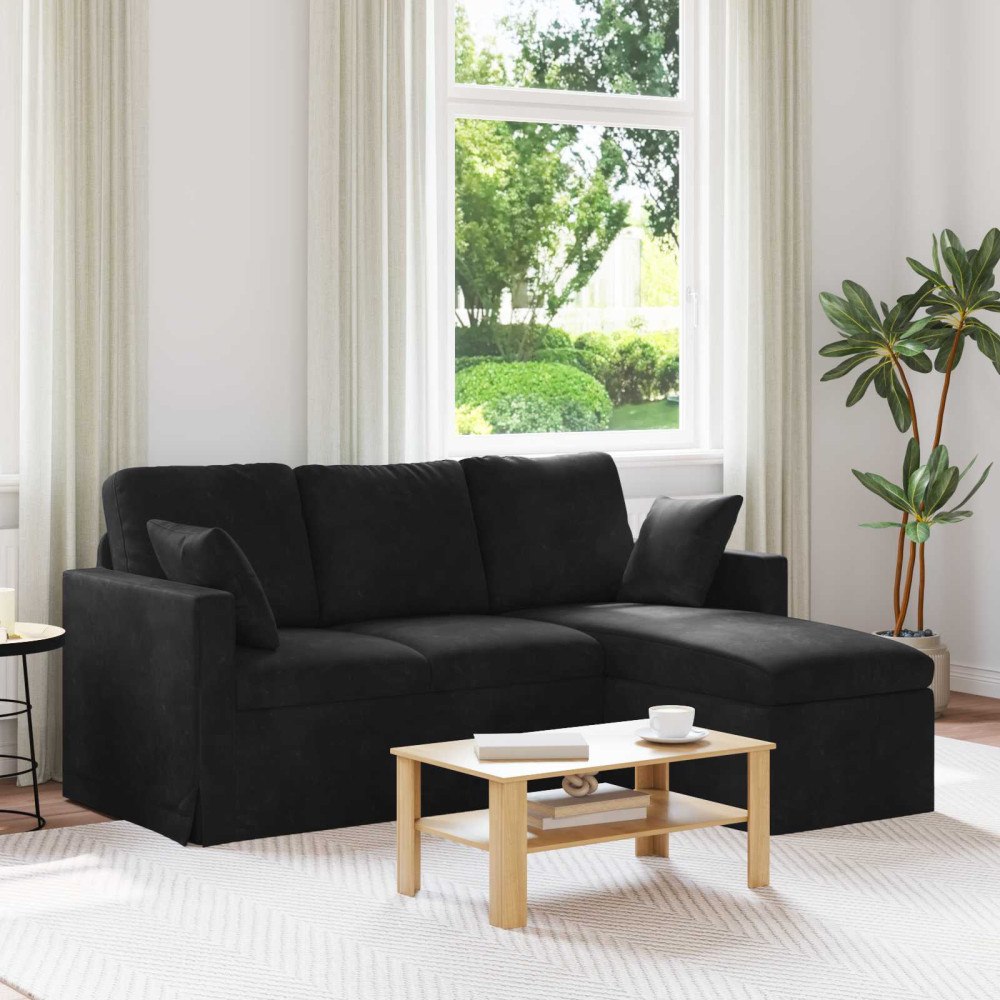 vidaXL Soffa Svart 198 x 134 x 80 cm Sammet