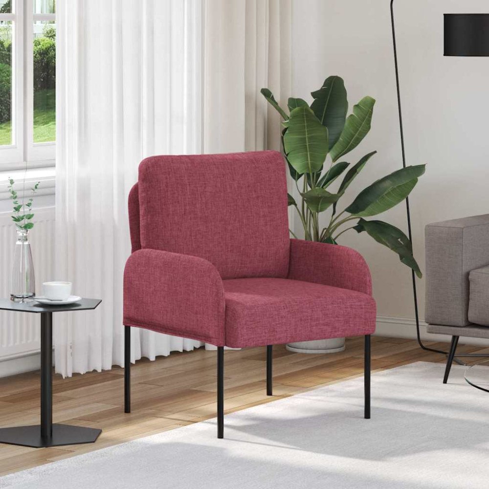 vidaXL Soffor med kudde 55cm Vinröd Plywood