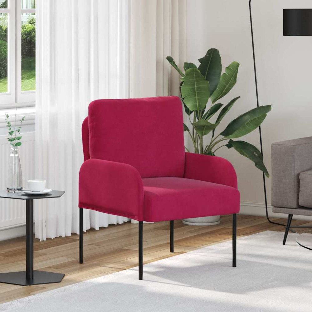 vidaXL Soffor med kudde 55cm Vinröd Plywood