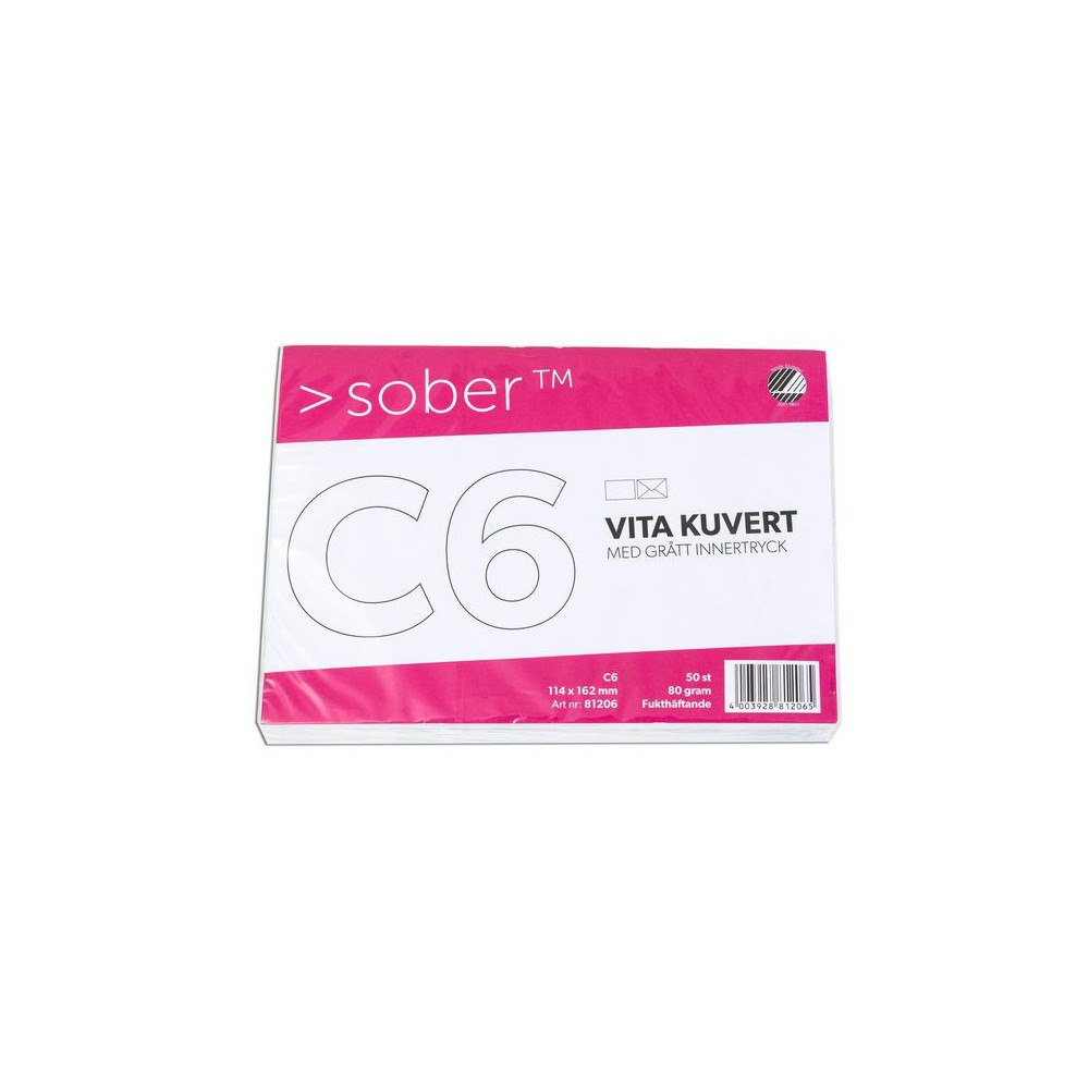 SOBER Kuvert SOBER C6 90g Fukthäftande 50/fp