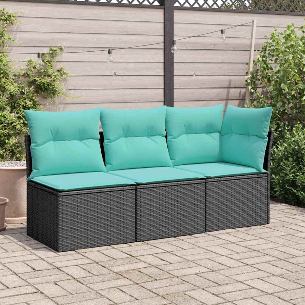 vidaXL Trädgårdsoffa med kudde Svart 172 x 62 x 69 cm Poly rattan
