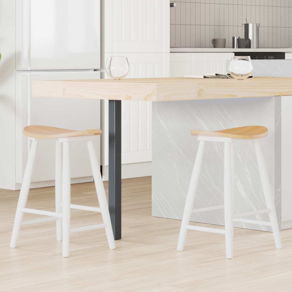 vidaXL Matstolar 2 pcs Vit 46 x 37 x 63 cm Massiv Gummiträ