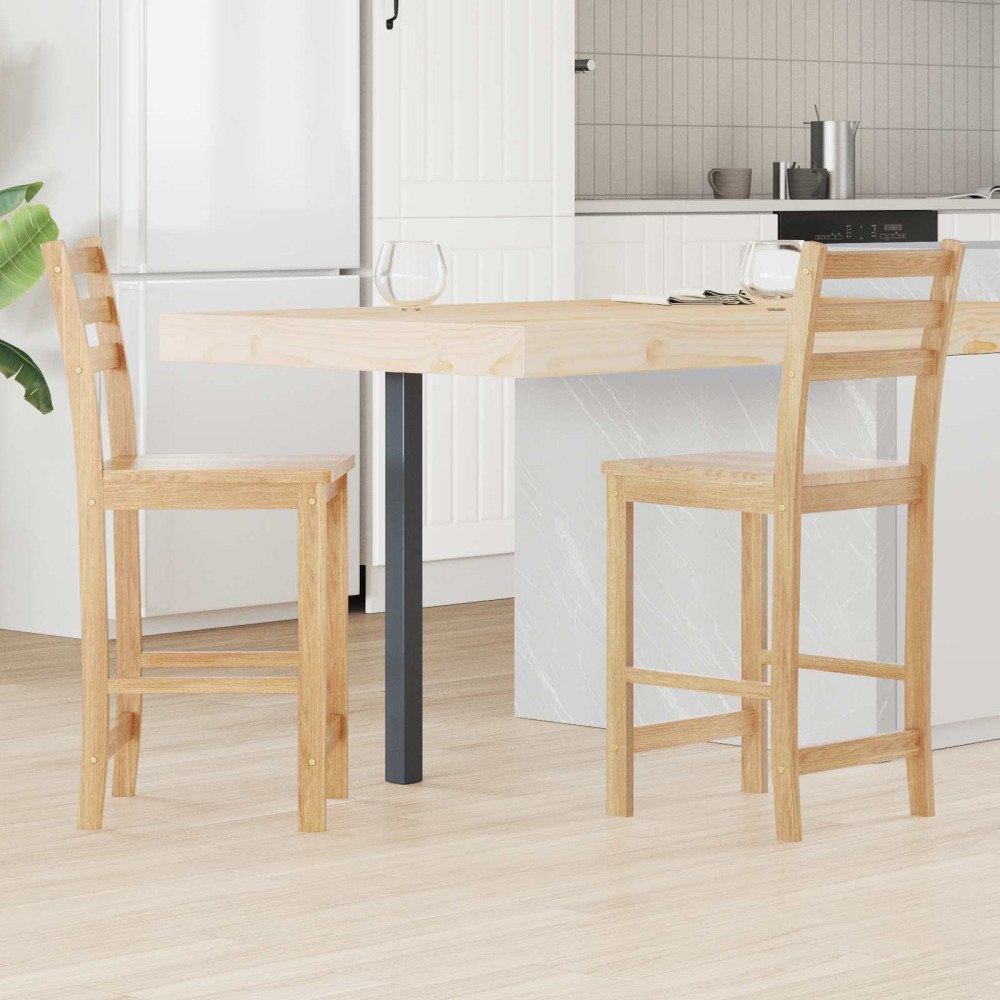 vidaXL Matstolar 2 pcs Naturfärg 40 x 47,5 x 99,5 cm Massiv Gummiträ