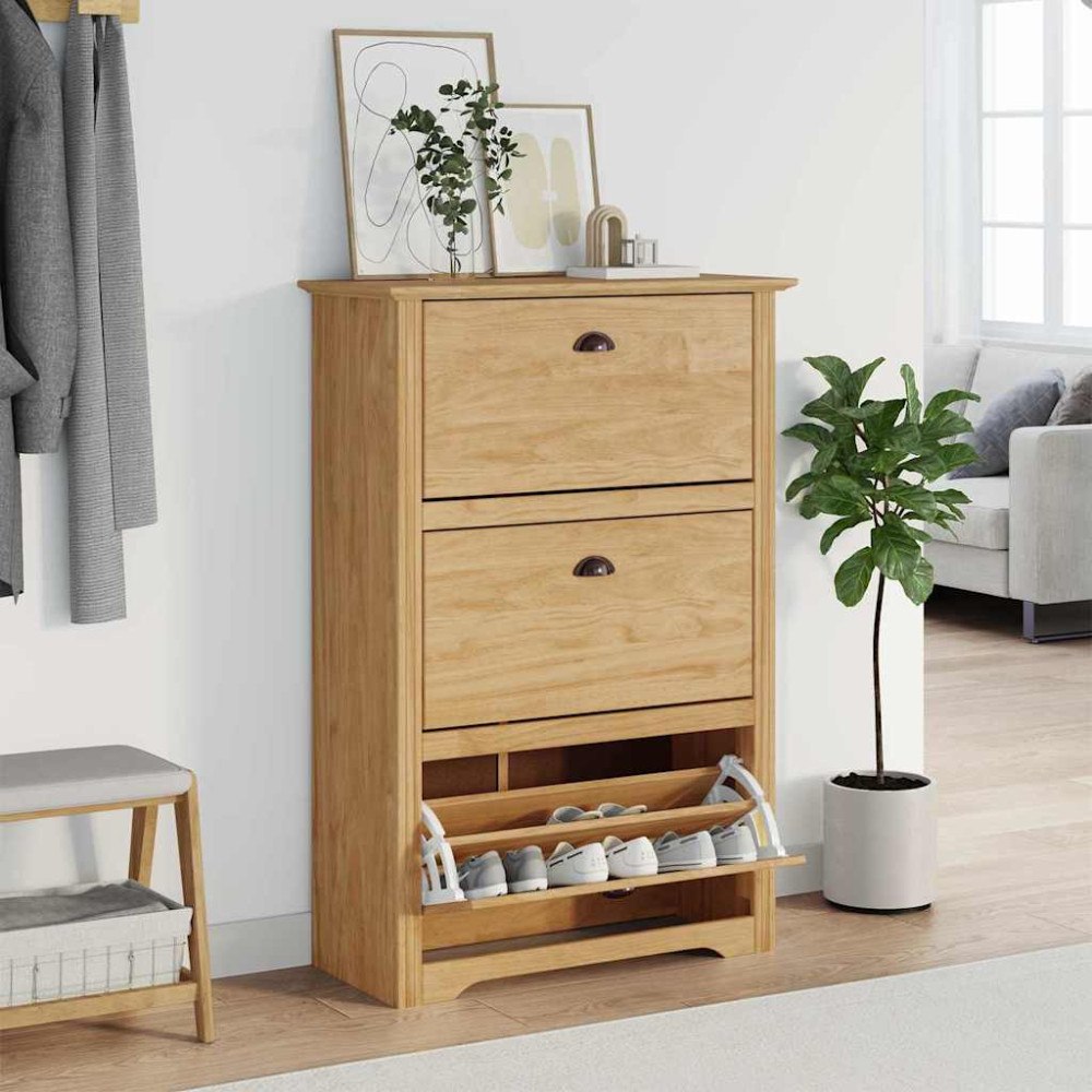 vidaXL Skoställ BODO Honung brun 80 x 35 x 118 cm Konstruerat trä