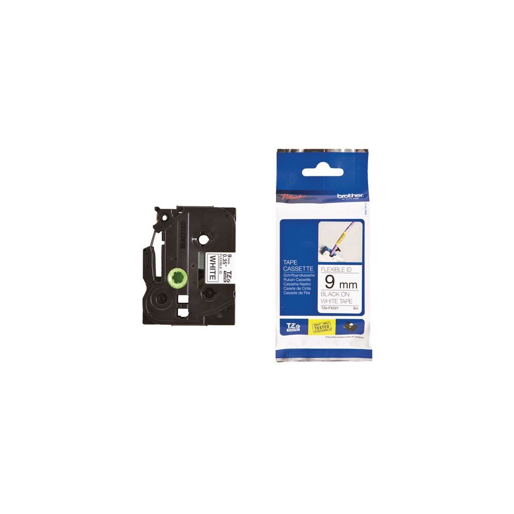 Brother Tape BROTHER TZEFX221 9mm svart på vit