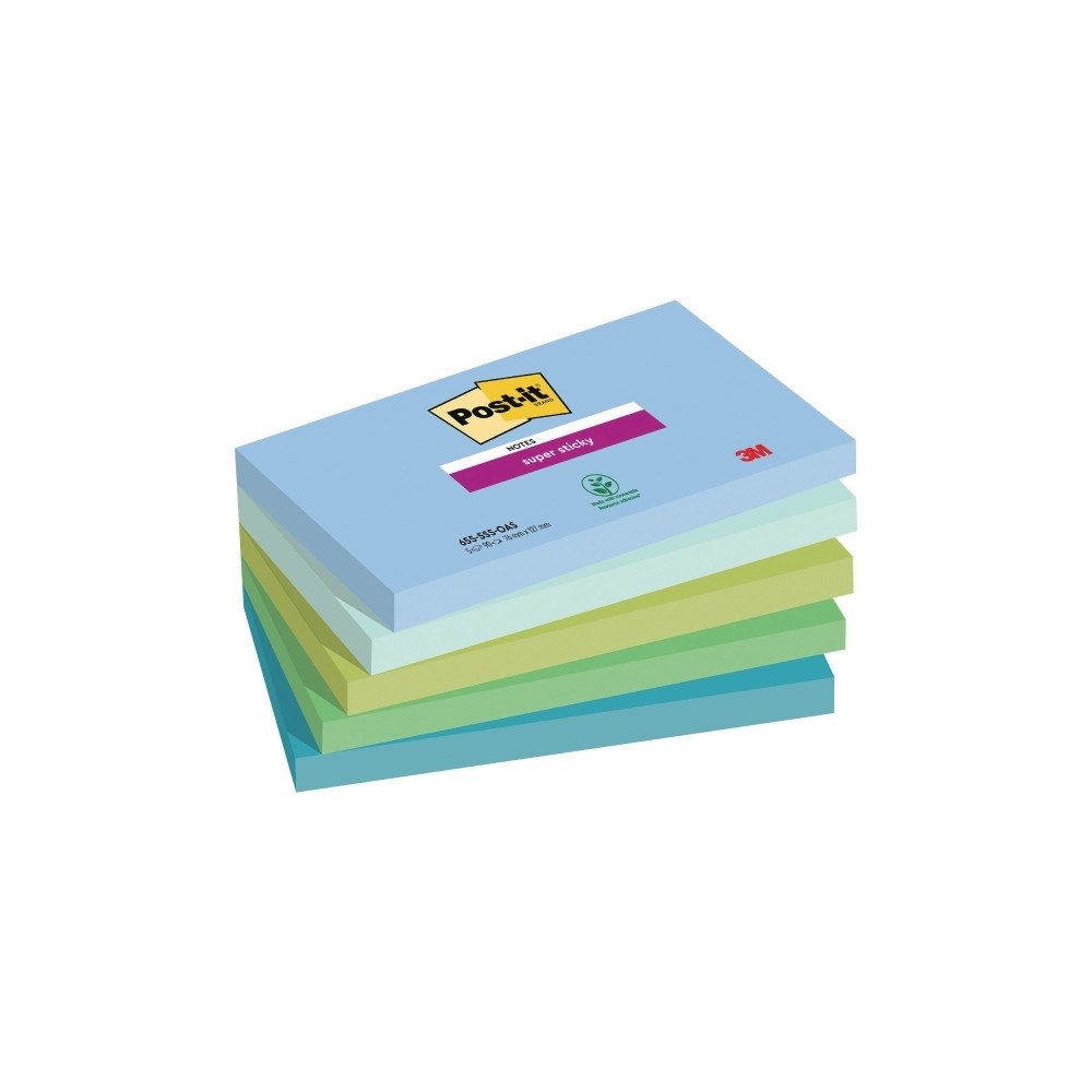 3M Post-it Super Sticky 655-5SS-OAS - anteckningar - 127 x 76 mm - 450 ark (5 x 90)