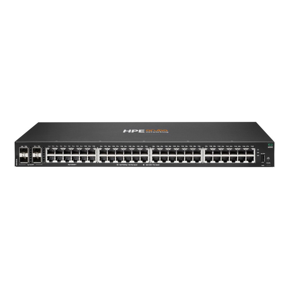 HP HPE Aruba Networking CX 6000 48p 10M/100M/1G 4p SFP 1G Switch - switch - 48 portar - Administrerad - rackmonterbar