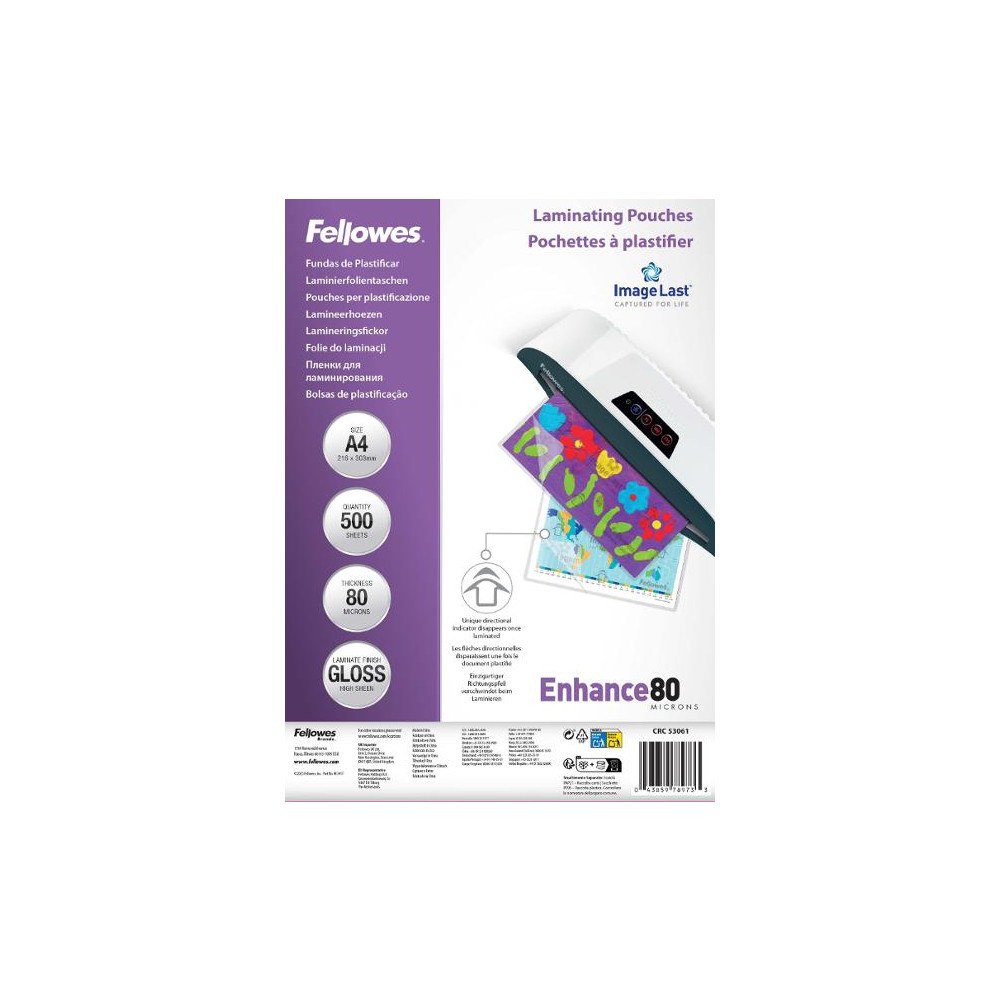 FELLOWES Laminat FELLOWES A4 80mic klar 500/fp