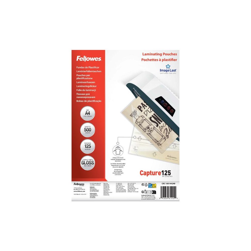 FELLOWES Laminat FELLOWES A4 125mic klar 500/fp