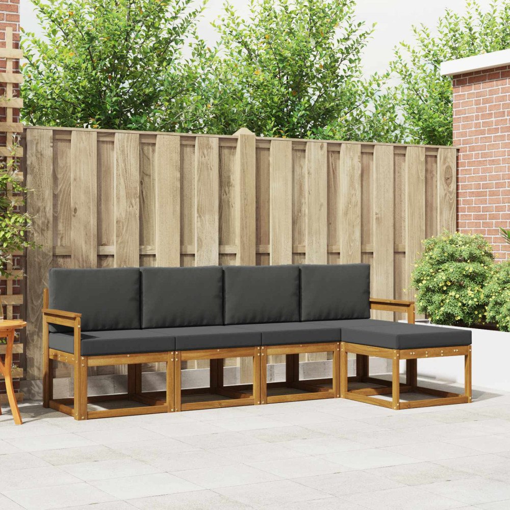 vidaXL Utomhussoffset 5 pcs Naturlig och Antracit Massivt Akaciaträ