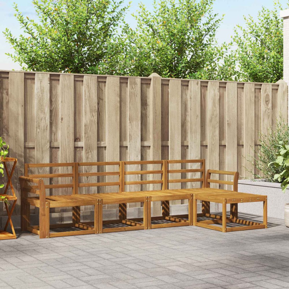 vidaXL Utomhussoffset 5 pcs Naturfärg Massivt Akaciaträ