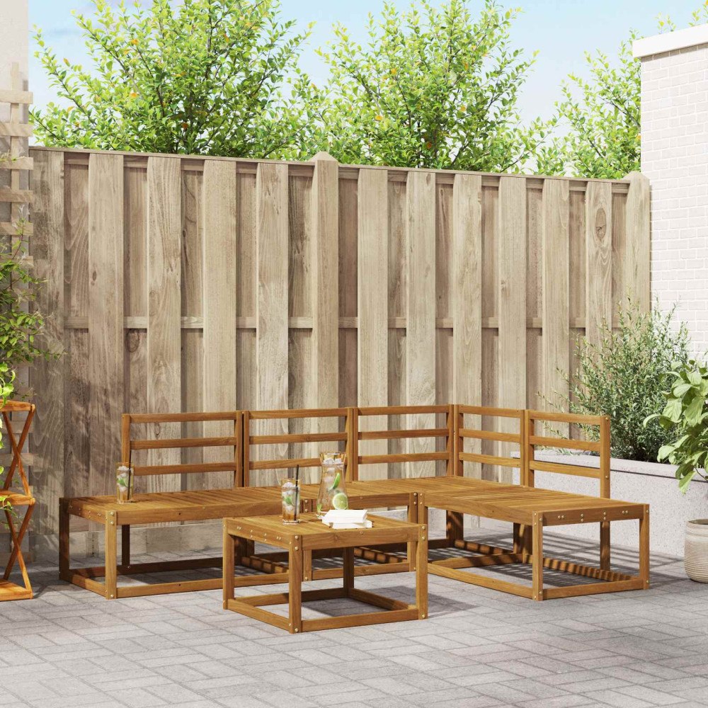 vidaXL Utomhussoffset 5 Stycke Naturfärg Massivt Akaciaträ