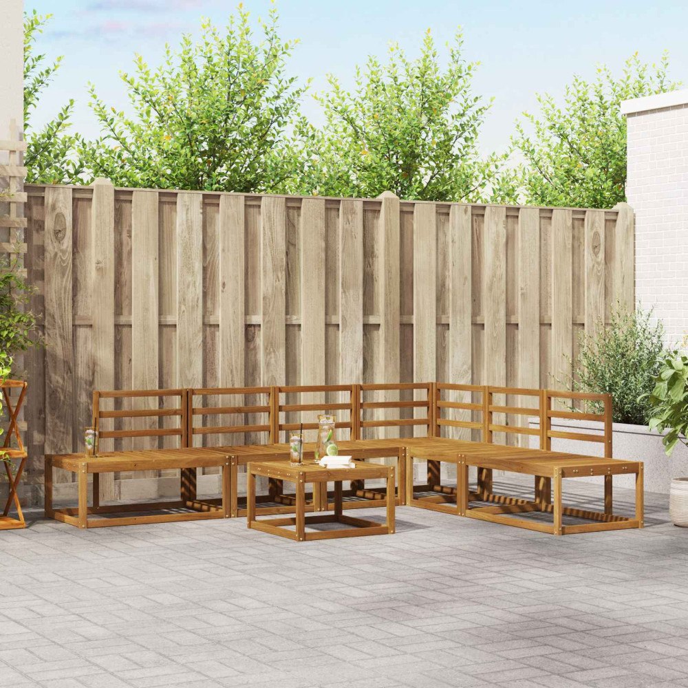 vidaXL Utomhussoffset 7 Stycke Naturfärg Massivt Akaciaträ