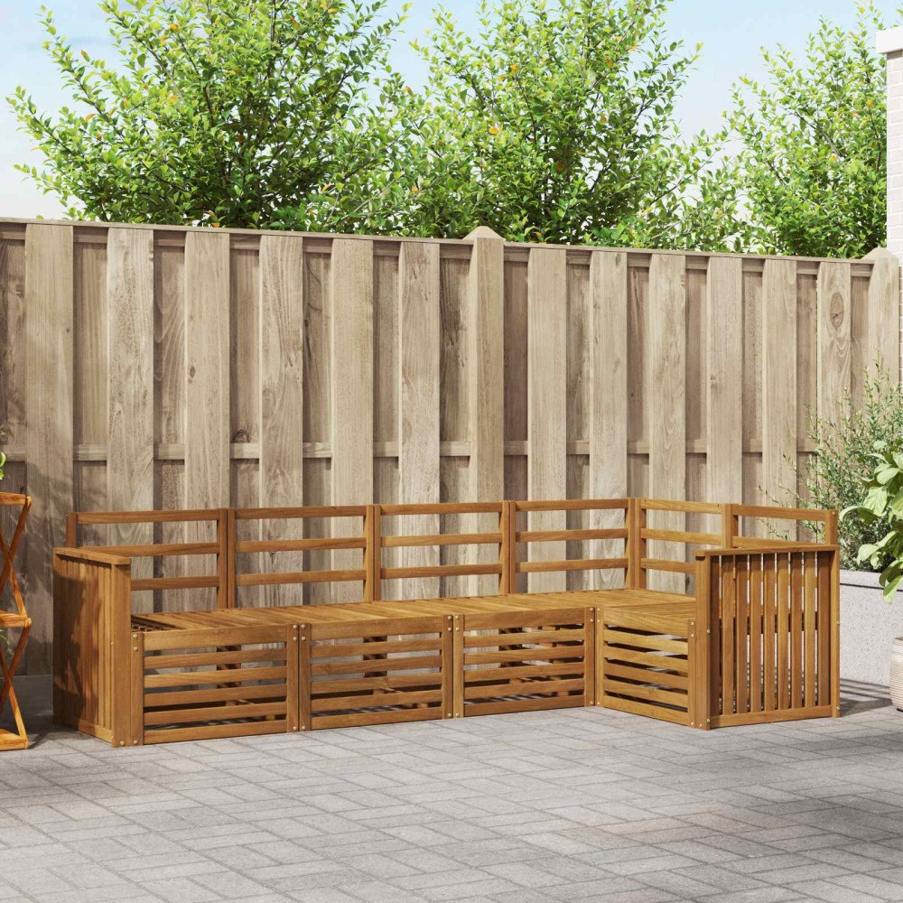 vidaXL Soffgrupper 5 pcs Naturfärg Massivt Akaciaträ