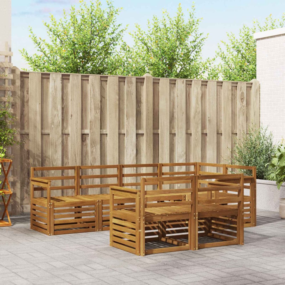 vidaXL Soffgrupper 7 pcs Naturfärg Massivt Akaciaträ