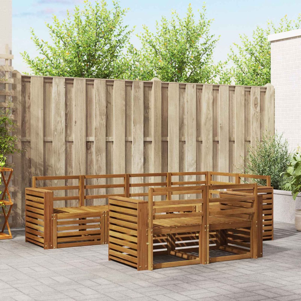 vidaXL Soffgrupper 7 pcs Naturfärg Massivt Akaciaträ