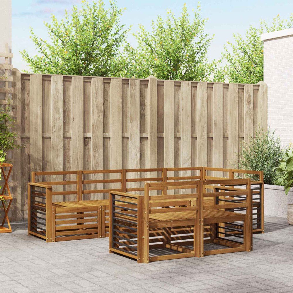 vidaXL Soffgrupper 7 pcs Naturfärg Massivt Akaciaträ