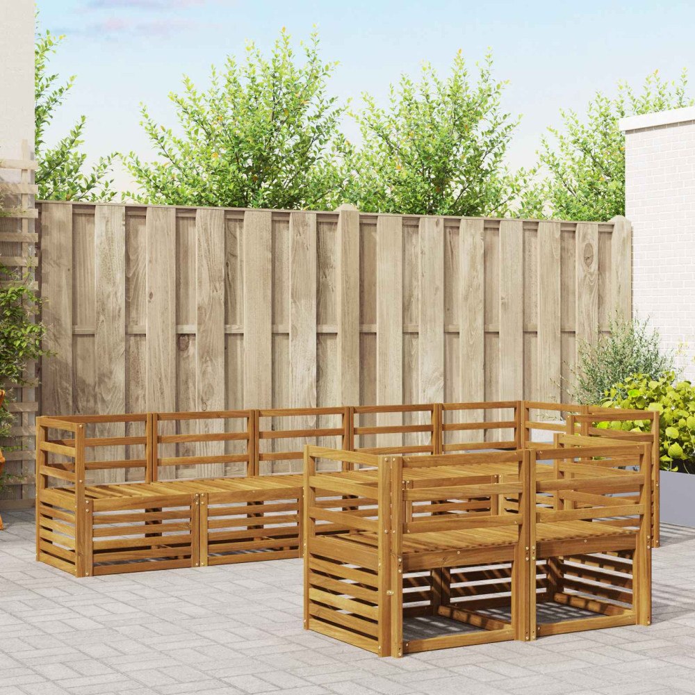vidaXL Soffgrupper 8 pcs Naturfärg Massivt Akaciaträ
