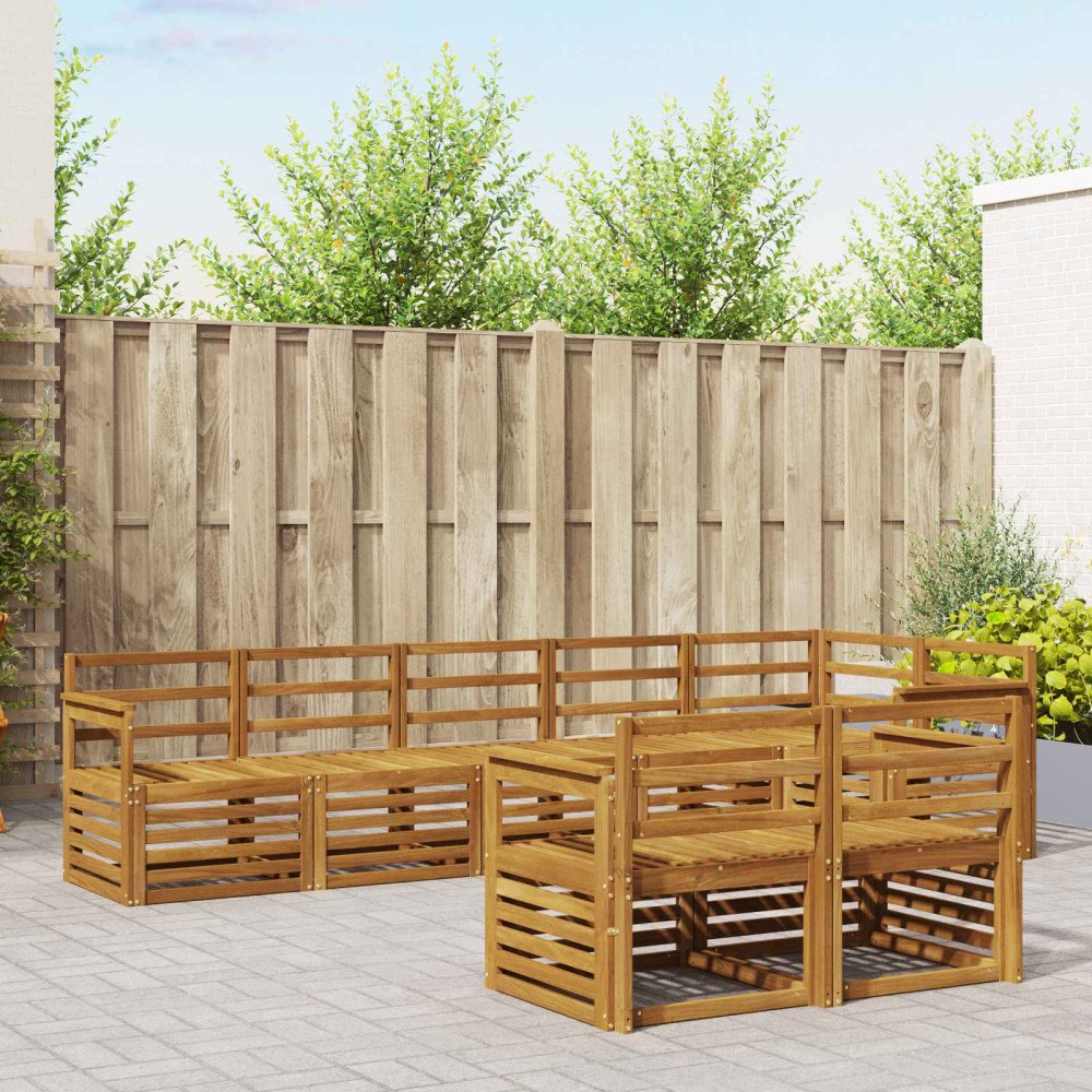 vidaXL Soffgrupper 8 pcs Naturfärg Massivt Akaciaträ