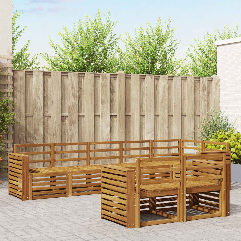 vidaXL Soffgrupper 8 pcs Naturfärg Massivt Akaciaträ