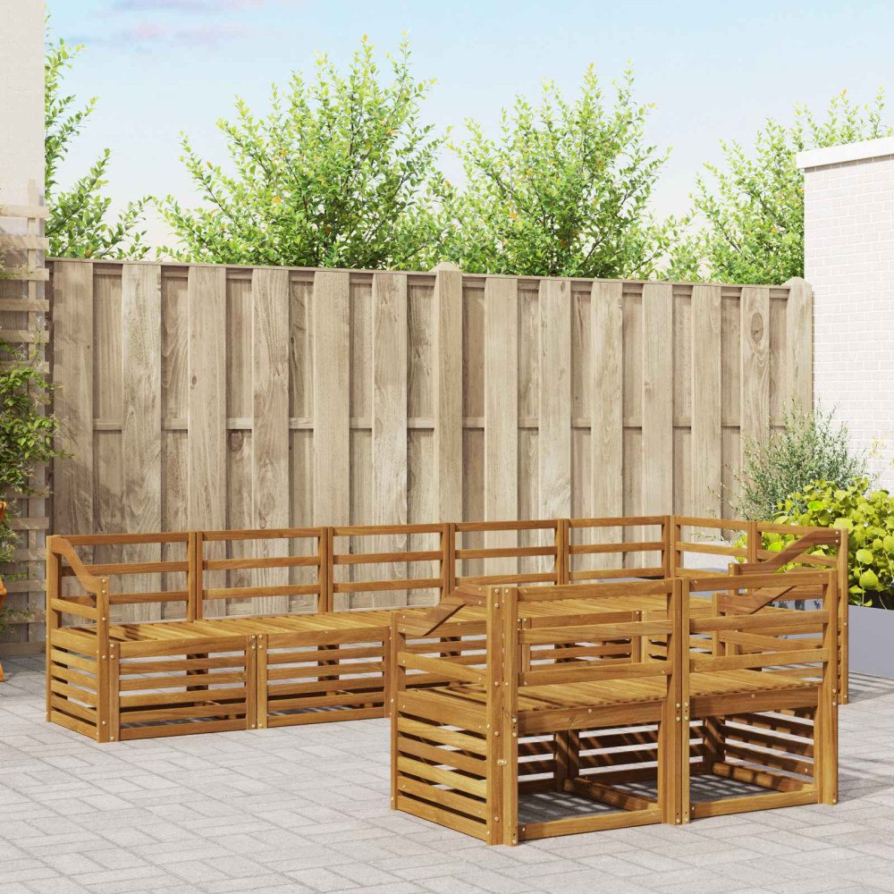 vidaXL Soffgrupper 8 pcs Naturfärg Massivt Akaciaträ