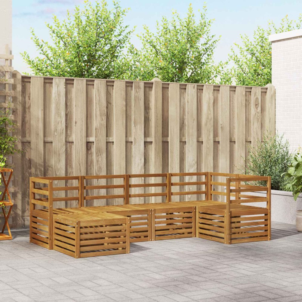 vidaXL Soffgrupper 6 pcs Naturfärg Massivt Akaciaträ