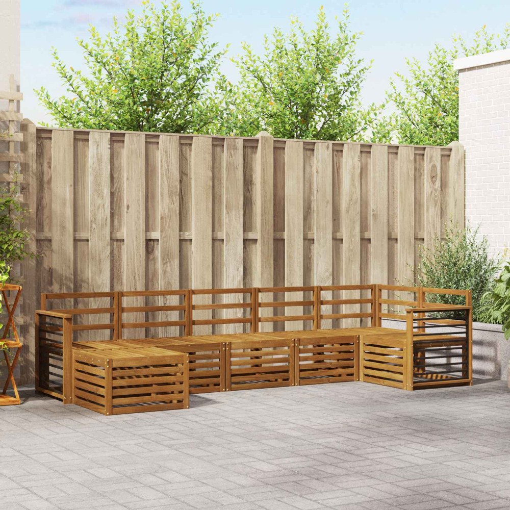 vidaXL Soffgrupper 7 pcs Naturfärg Massivt Akaciaträ