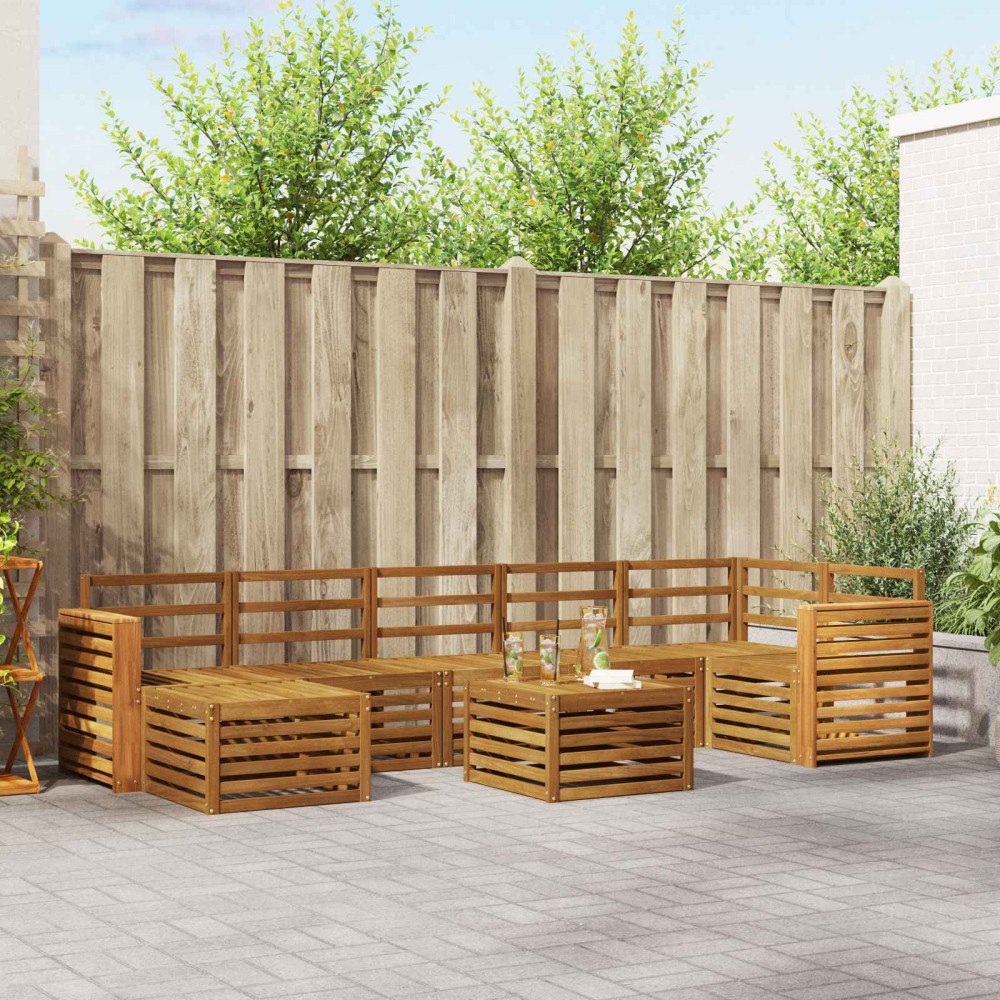 vidaXL Soffgrupper 8 pcs Naturfärg Massivt Akaciaträ