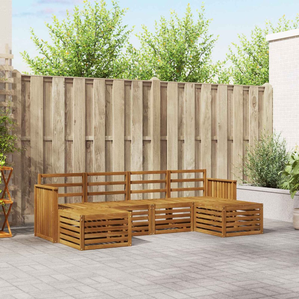 vidaXL Soffgrupper 6 pcs Naturfärg Massivt Akaciaträ