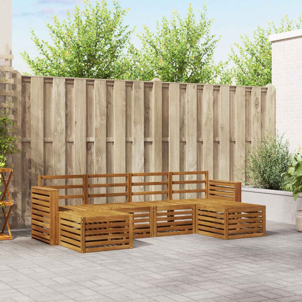 vidaXL Soffgrupper 6 pcs Naturfärg Massivt Akaciaträ