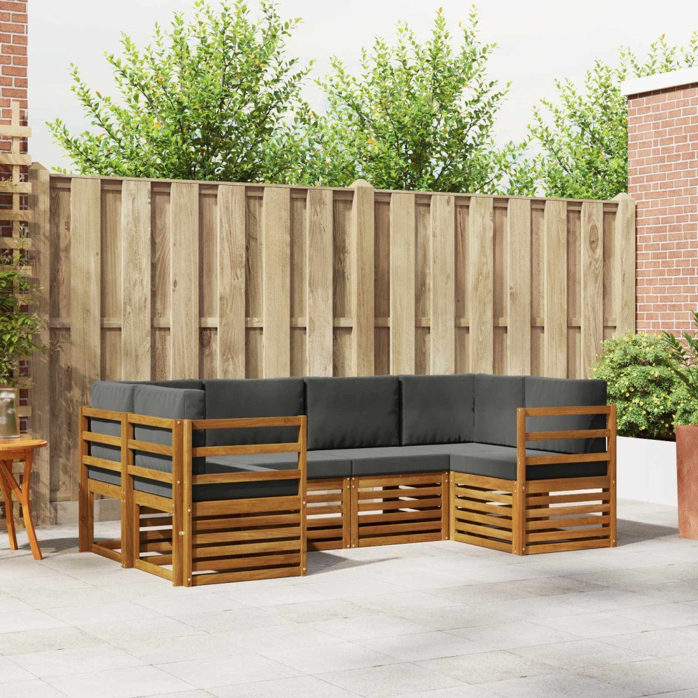 vidaXL Soffgrupper 20 pcs Naturlig och Antracit Massivt Akaciaträ