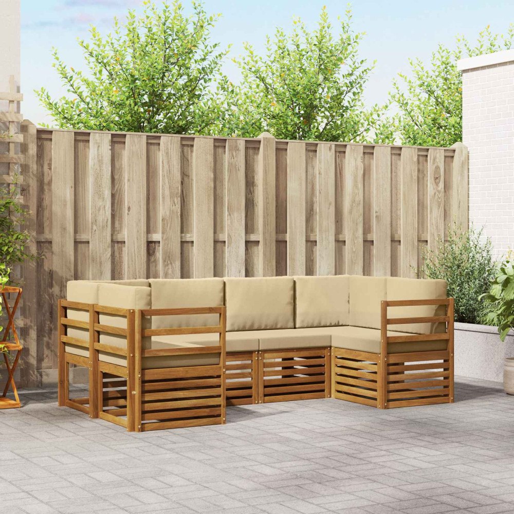 vidaXL Soffgrupper med kudde 20 pcs Naturfärg Massivt Akaciaträ