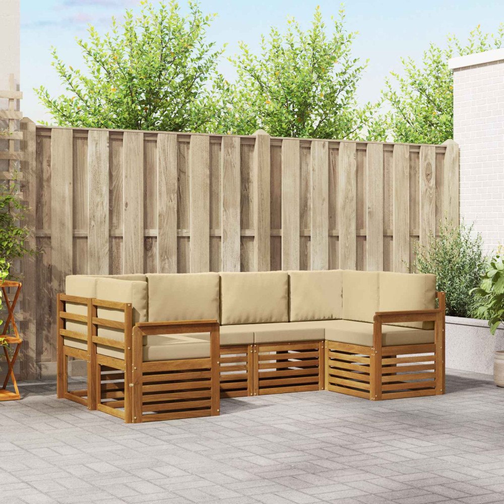 vidaXL Soffgrupper med kudde 20 pcs Naturfärg Massivt Akaciaträ