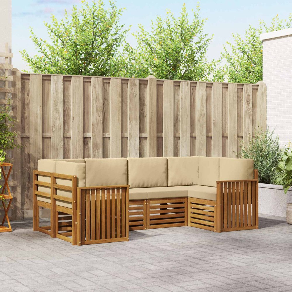 vidaXL Soffgrupper med kudde 20 pcs Naturfärg Massivt Akaciaträ