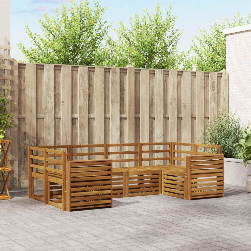 vidaXL Soffgrupper 6 pcs Naturfärg Massivt Akaciaträ