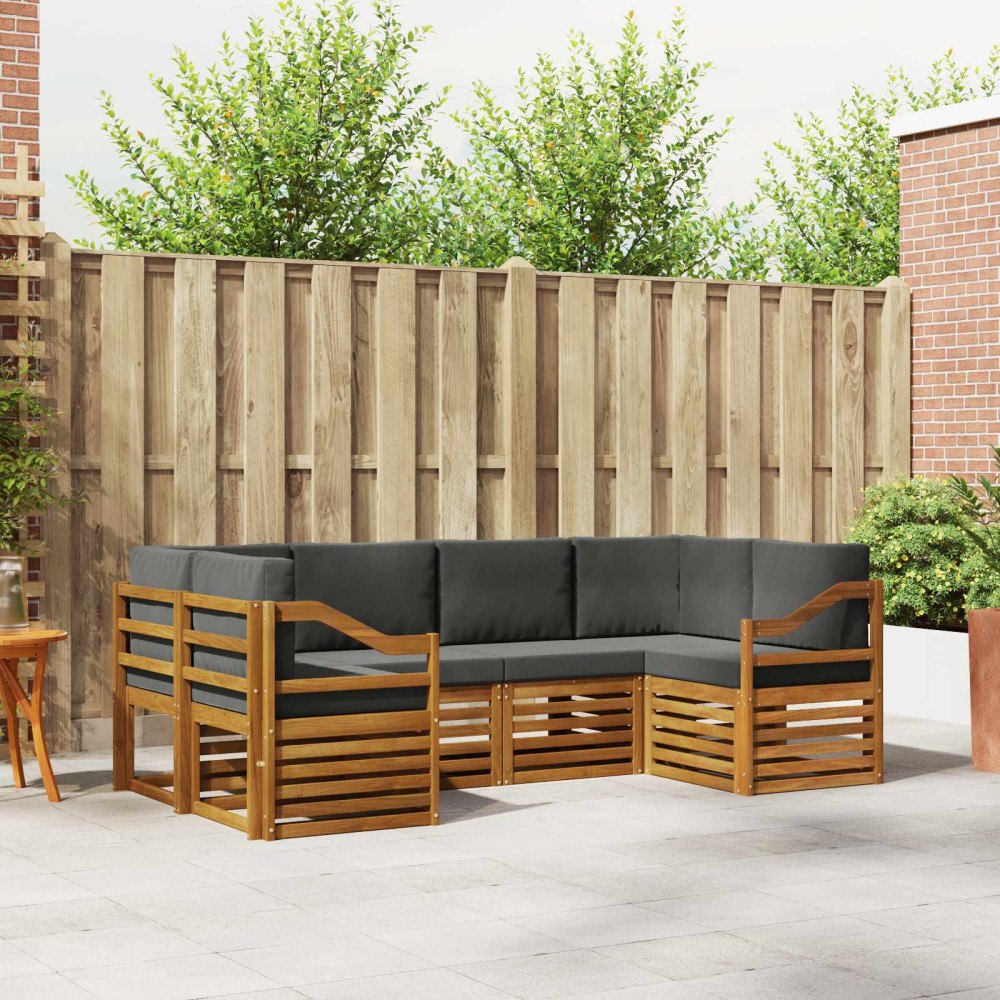 vidaXL Soffgrupper 20 pcs Naturlig och Antracit Massivt Akaciaträ