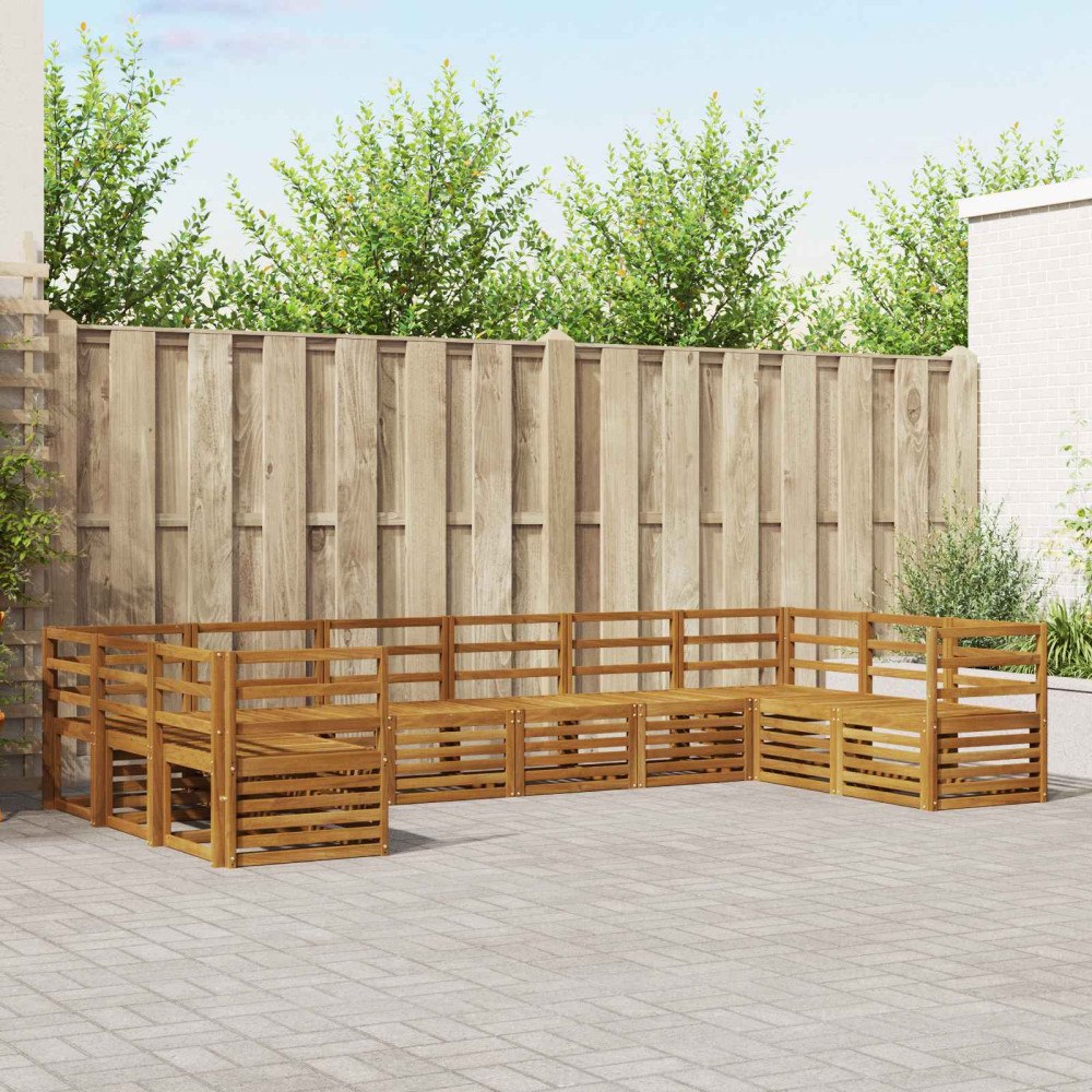 vidaXL Soffgrupper 10 pcs Naturfärg Massivt Akaciaträ