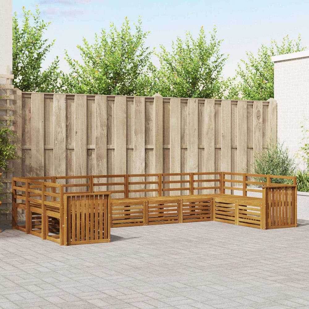 vidaXL Soffgrupper 10 pcs Naturfärg Massivt Akaciaträ