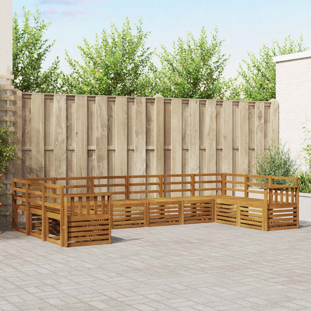 vidaXL Soffgrupper 10 pcs Naturfärg Massivt Akaciaträ