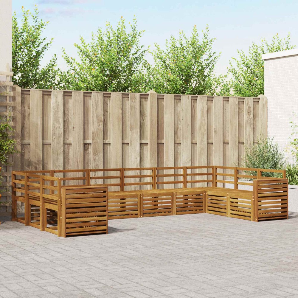 vidaXL Soffgrupper 10 pcs Naturfärg Massivt Akaciaträ