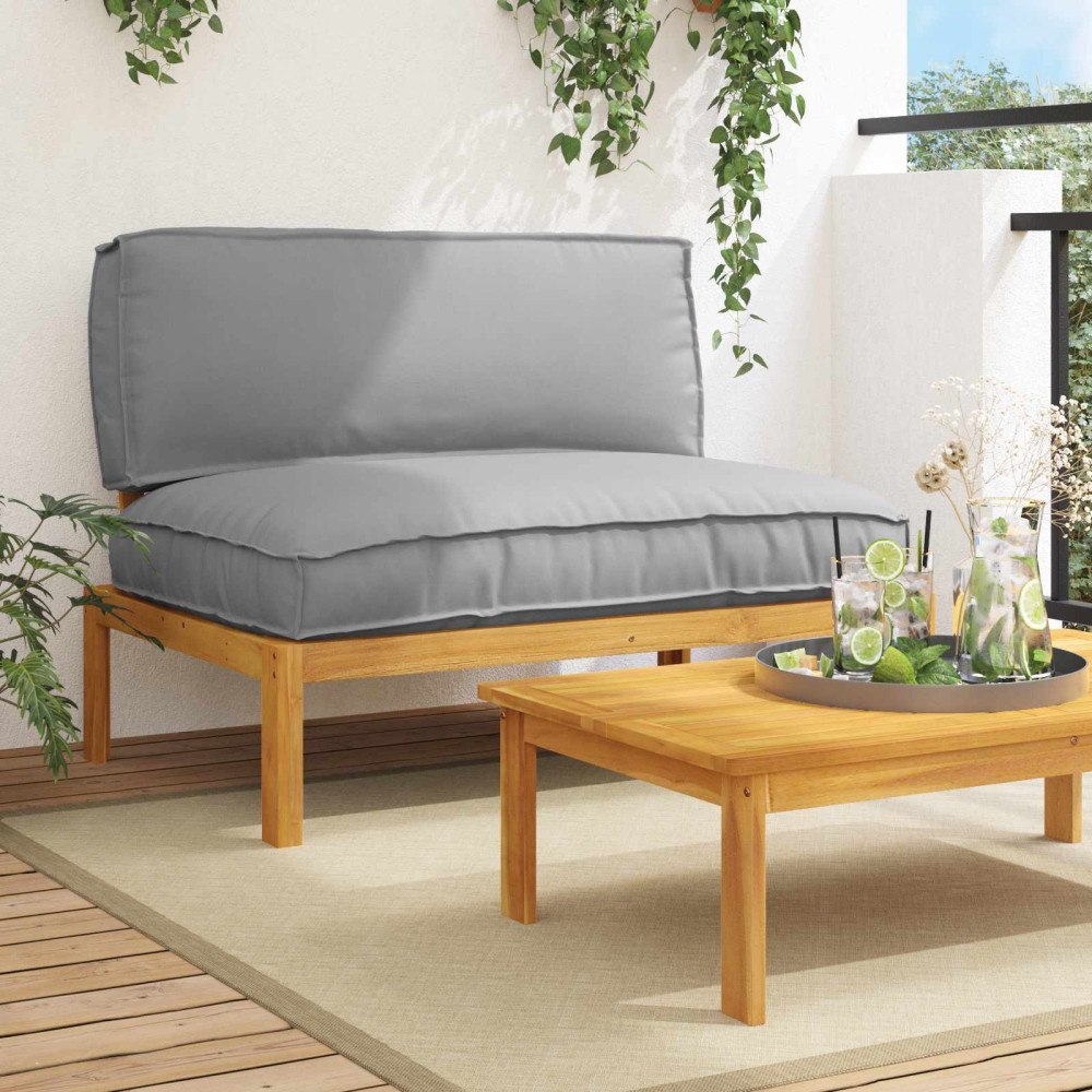 vidaXL Soffset med kudde Grå 120 x 92 x 69 cm Massivt Akaciaträ