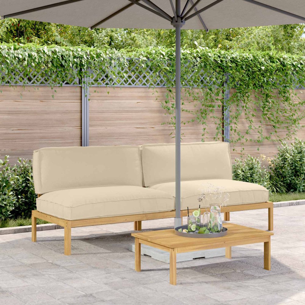 vidaXL Soffset med kudde Beige 240 x 92 x 69 cm Massivt Akaciaträ