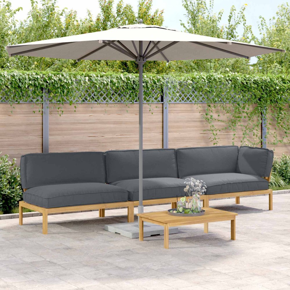 vidaXL Soffset med kudde Enfärgad 4 pcs Antracit Massivt Akaciaträ