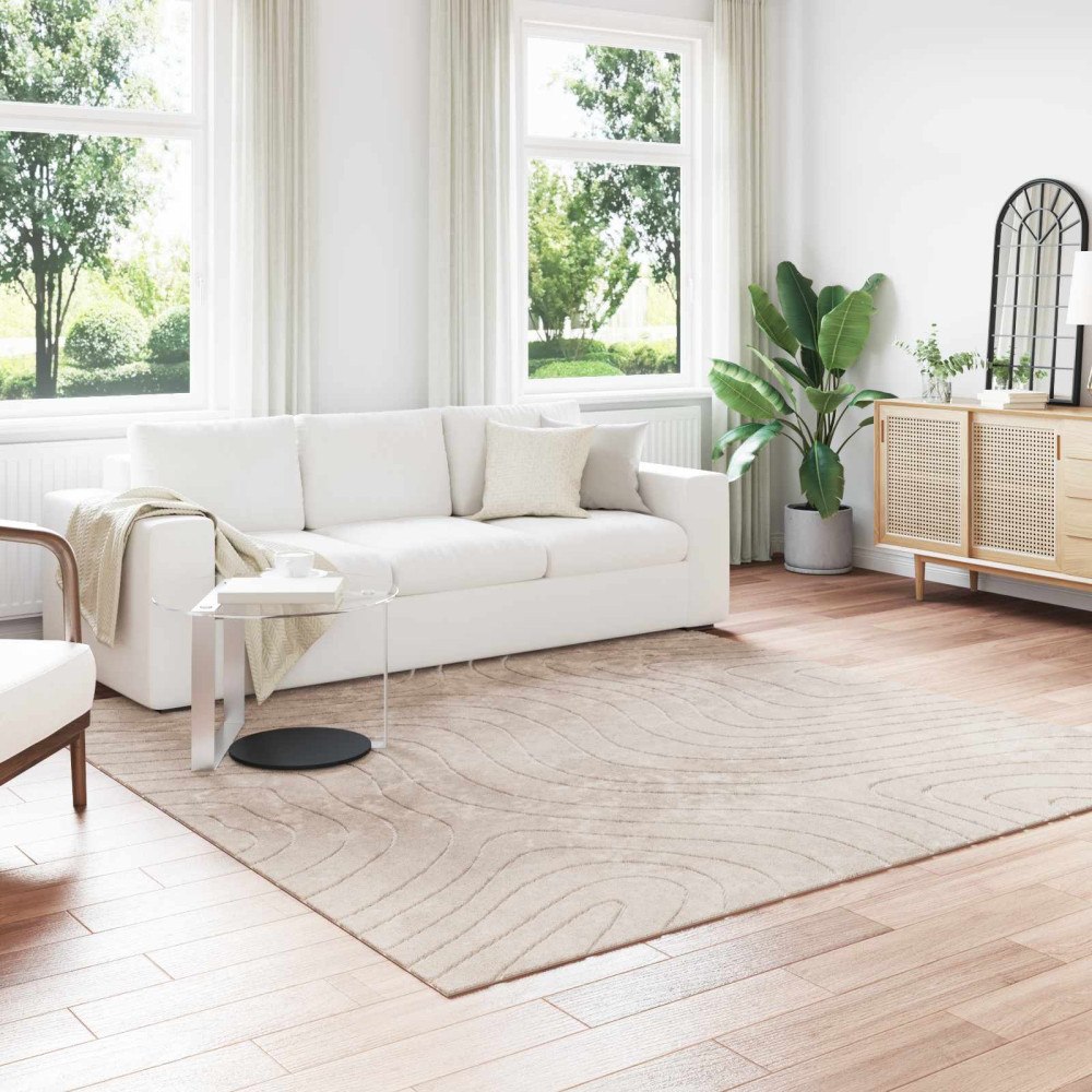vidaXL Områdesmattor Fyrkantig PALMERAS Beige 240 x 240 cm Polyester