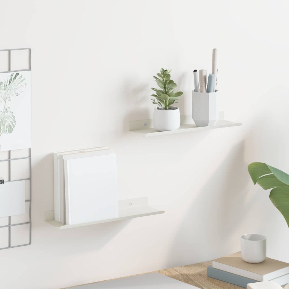 vidaXL Flytande hylla Väggmonterad 2 pcs Vit 30 x 9 x 2,5 cm Stål
