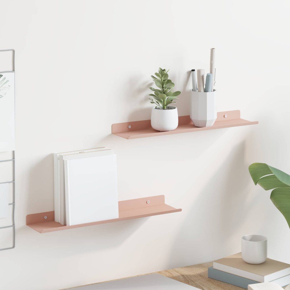 vidaXL Flytande hylla Väggmonterad 2 pcs Rosa 40 x 9 x 2,5 cm Stål