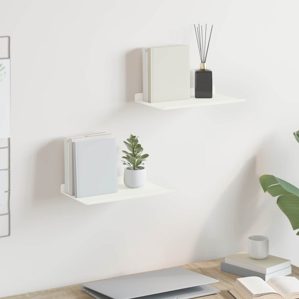 vidaXL Flytande hylla Väggmonterad 2 pcs Vit 30 x 18 x 2,5 cm Stål