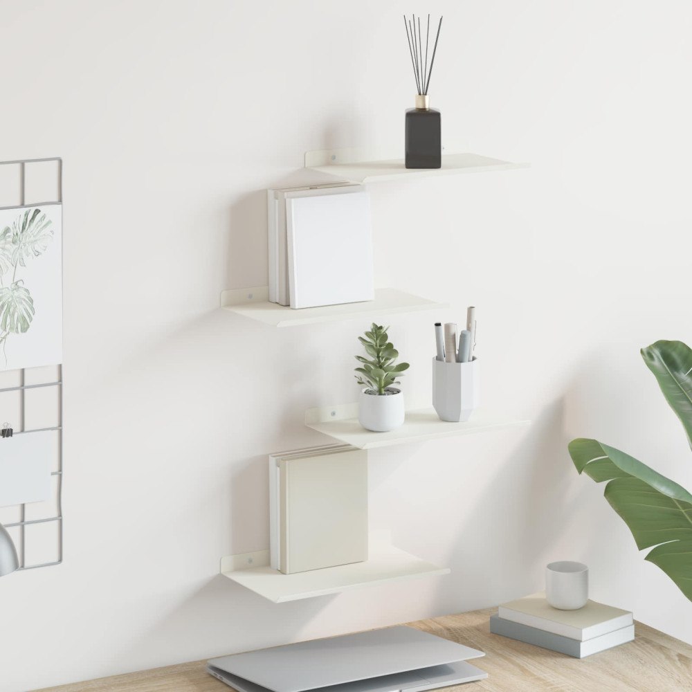 vidaXL Flytande hylla Väggmonterad 4 pcs Vit 30 x 18 x 2,5 cm Stål